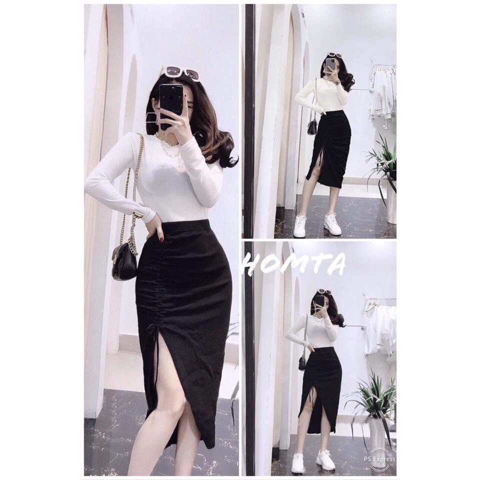 [Mã FASHIONT4WA2 giảm 10K đơn 50K] Chân váy chất thun mềm xinh rút dây 1 bên hot hit