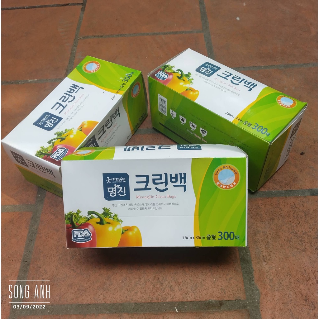 Hộp 300 chiếc túi 25x35cm đựng thực phẩm Myungjin sinh học, nhập khẩu chính hãng từ Hàn Quốc