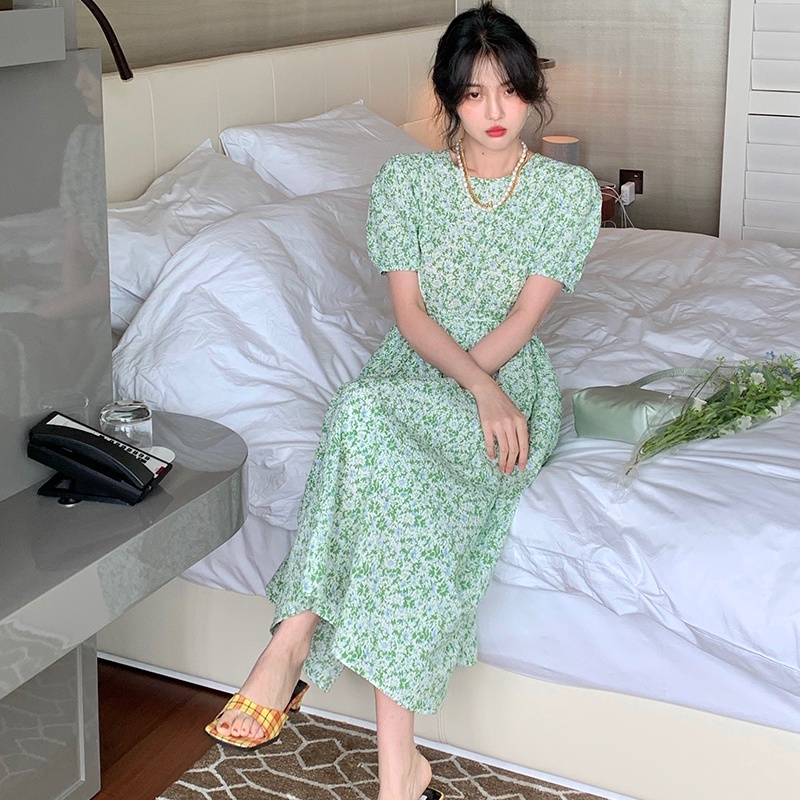 Đầm Hoa Nhí, Váy Hoa Nhí Spring Dress Tay Bồng Phong Cách Retro Ngọt Ngào Cho Nữ
