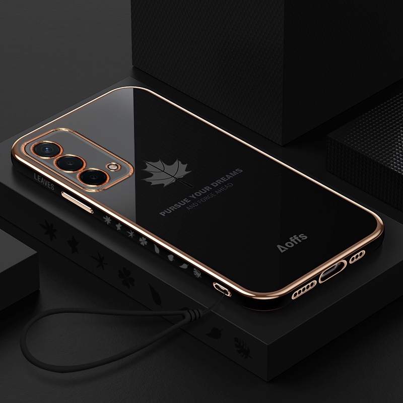Ốp Điện Thoại Mềm Họa Tiết Lá Phong Có Dây Đeo Cho Oppo A74 F19 A94 F19 Pro A55 4G A57 A39 A59 A73 F5