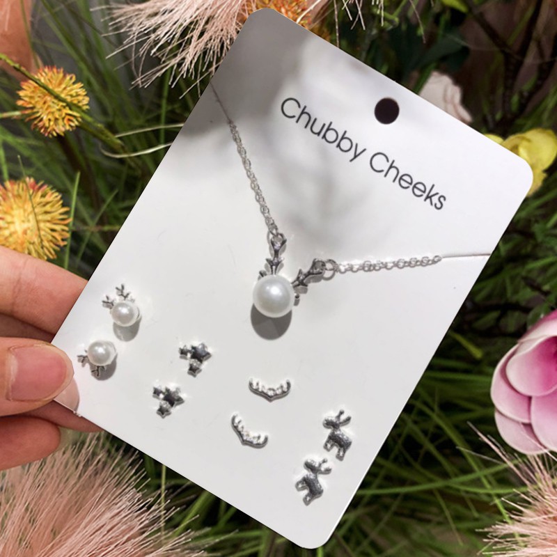 Set dây chuyền + khuyên tai hình trái tim / ngôi sao 20 kiểu phong cách Hàn Quốc