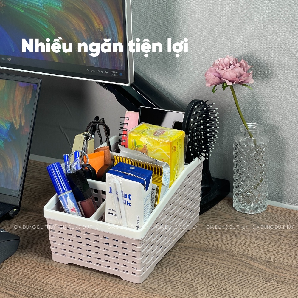 Khay đựng bút viết văn phòng để bàn làm việc, nhiều ngăn tiện ích, màu sắc pastel - Khay tiện ích 4 ngăn 5688 - 5699 VN