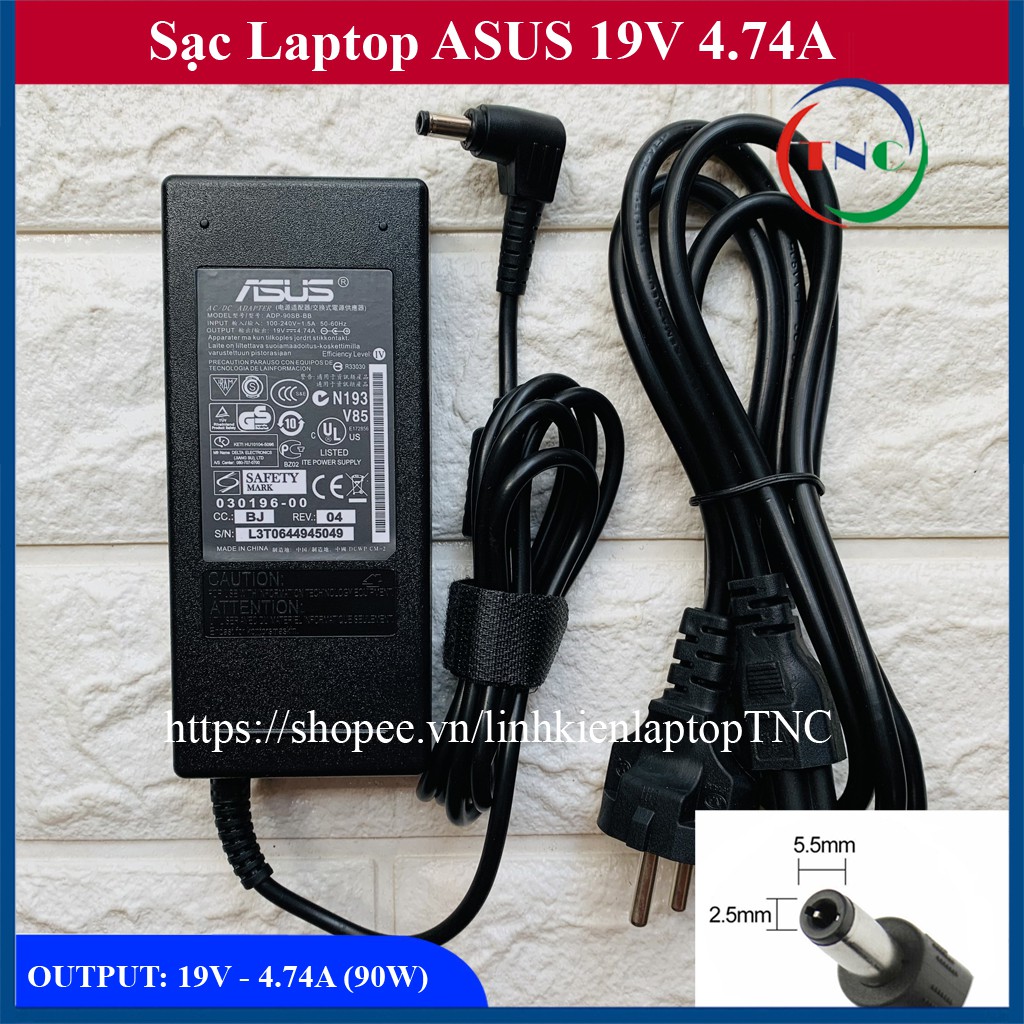 Sạc Laptop Asus 19V – 4.74A – 90W KÈM DÂY NGUỒN