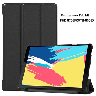 Bao da PU mỏng đựng máy tính bảng dạng gập màu trơn cho Lenovo Tab M8 FHD 8705F/X / TB-8505X 8 inch