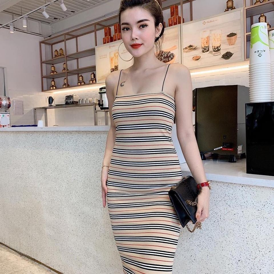 Đầm Ôm Body Sọc 2 Dây Siêu Tôn Dáng ()