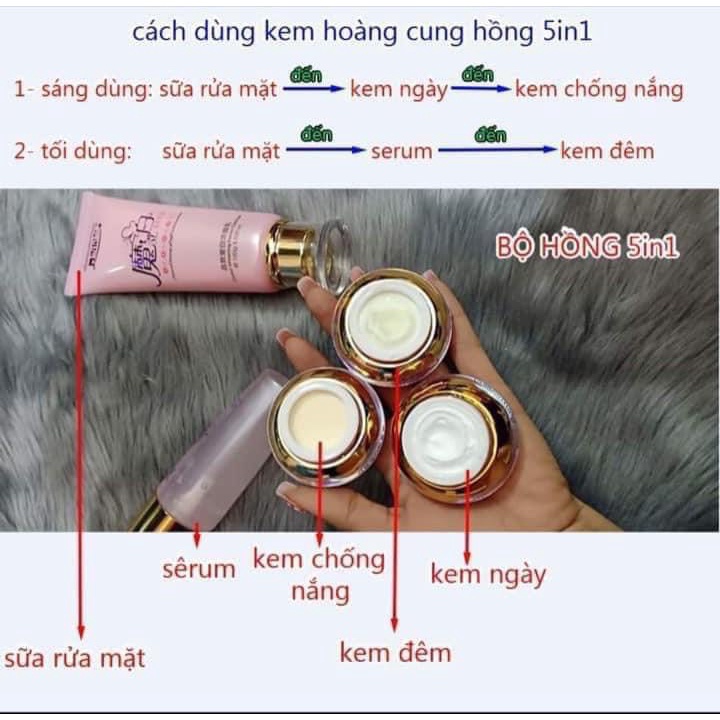 Bộ kem hoàng cung hồng chính hãng 5 món Dành cho da nhạy cảm