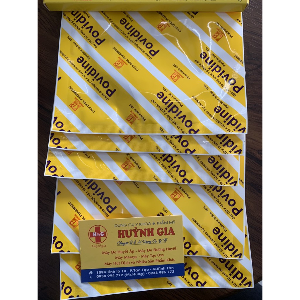 Gạc Povidine 10x10 Hộp 10 Miếng