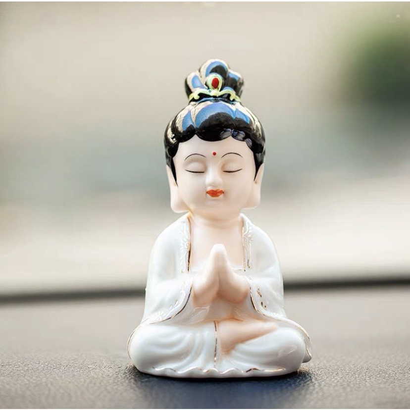 Tượng Phật Sứ Để Taplo Xe Hơi Cao Cấp - Phụ Kiện Xe Ô TÔ Tượng Quan Âm , Phật Tổ Sứ