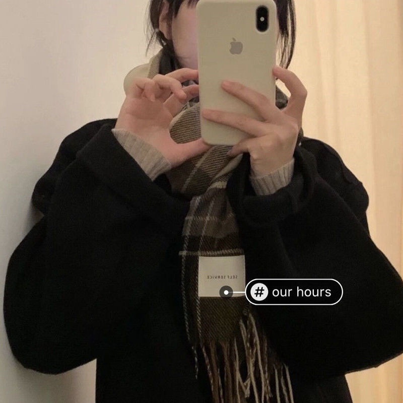 Khăn choàng cổ họa tiết kẻ sọc phối tua rua phong cách retro phương tây thời trang cho nữ
 | BigBuy360 - bigbuy360.vn