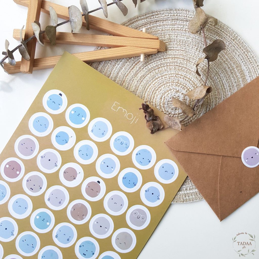 Set 5 sticker hình tròn miếng dán chấm round sticker nhãn dán tròn hoa bầu trời galaxy emoji trang trí sổ tay, thiệp DIY