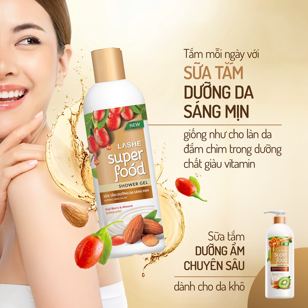 Sữa tắm dưỡng da LASHE Superfood 640g