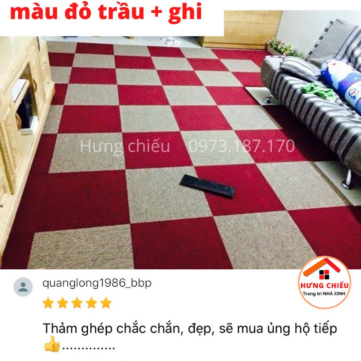 Thảm nỉ ghép trải sàn miếng đế cao su chống trơn trượt trải văn phòng tấm 50x50cm