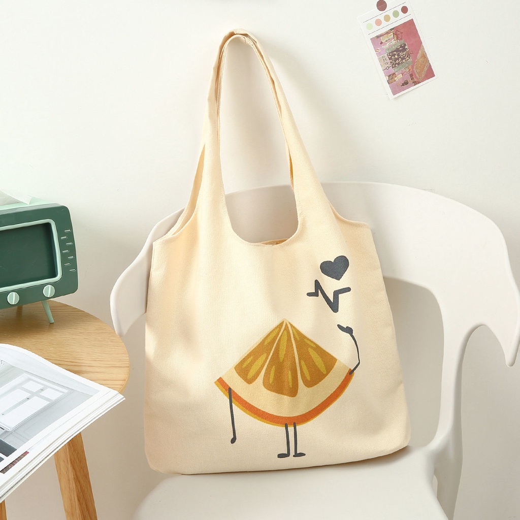 Túi Xách Canvas Sức Chứa Lớn Họa Tiết Dễ Thương 4 Kiểu Lựa Chọn Cho Nữ