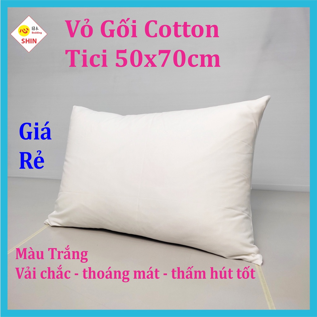 Vỏ gối 50x70cm cotton tici hàng đẹp nhiều màu