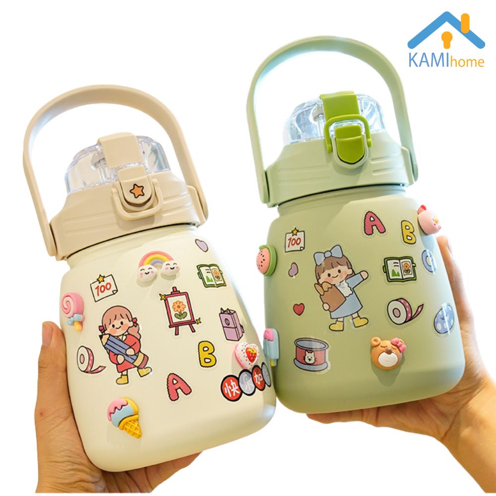 Bình nước giữ nhiệt nóng lạnh cho trẻ em kèm sticker dán cỡ 1000ml KM 22067