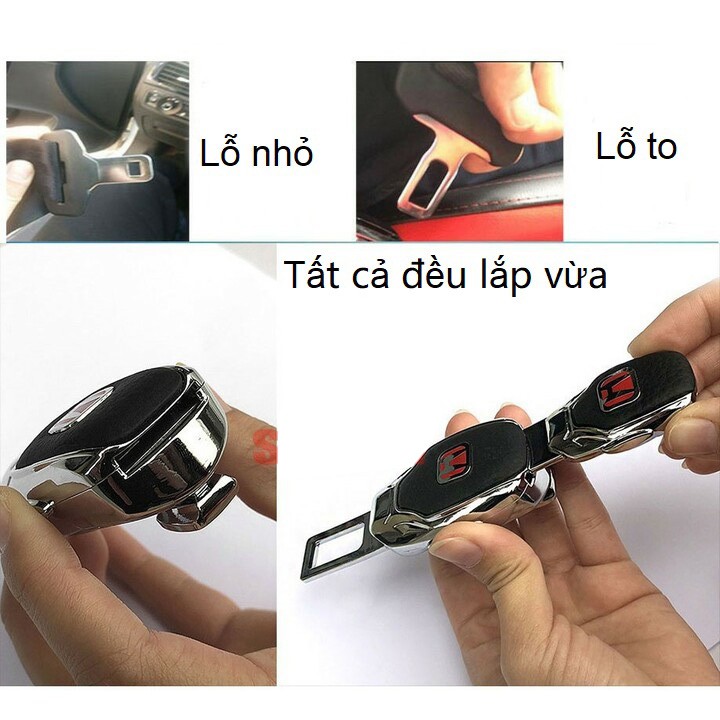 01 Đầu chốt khóa chống kêu cắm móc đai dây an toàn ô tô, xe hơi dạng cắm nối tiếp HC-999 logo các hãng xe