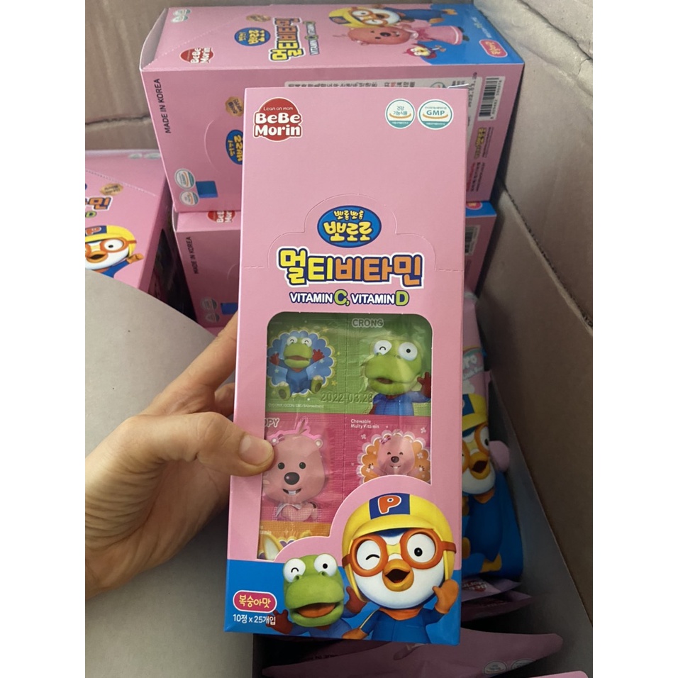 Kẹo vitamin C & D vị đào Pororo Bebe Morin Hàn Quốc cho bé