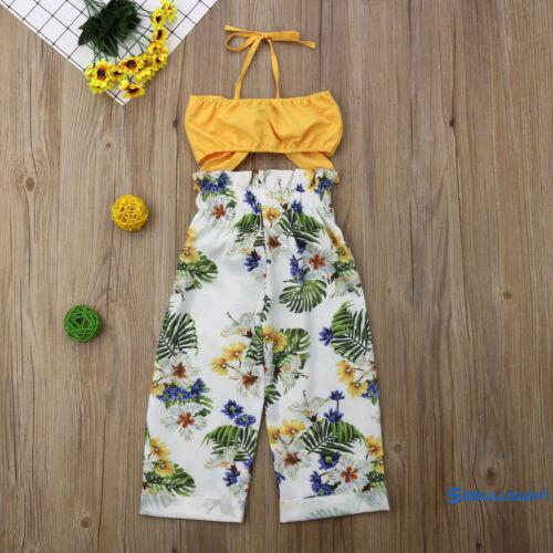 Set áo Croptop hoạ tiết hoa + quần dài kẻ sọc cho bé