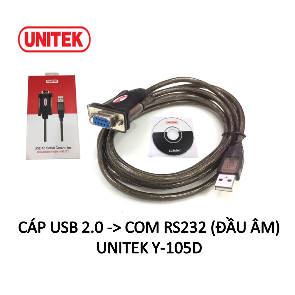 Cáp USB to Com (USB to RS232) 1.5M Unitek Y-105 - Hàng Chính Hãng, Full Box, BẢo Hành 12 Tháng