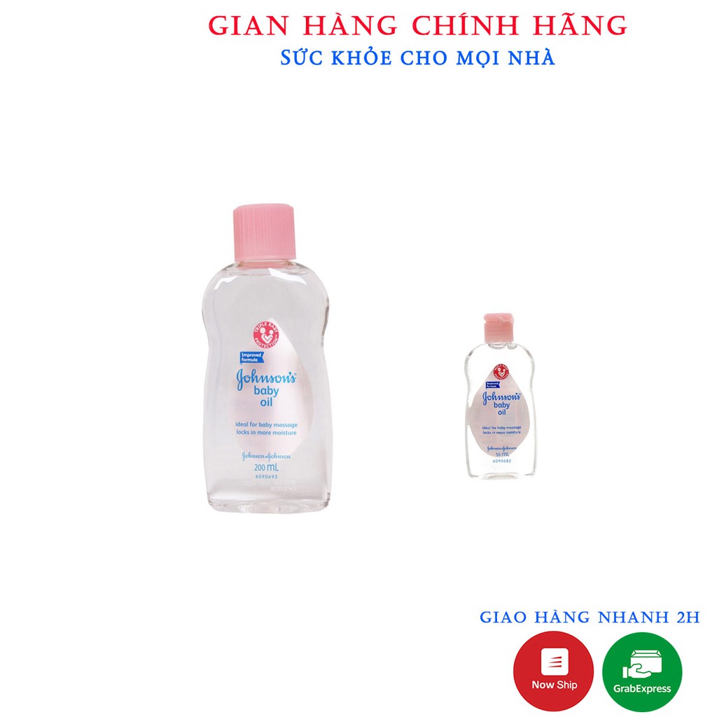 Dầu masage và dưỡng ẩm Johnson Baby Oil 50ml và 200ml