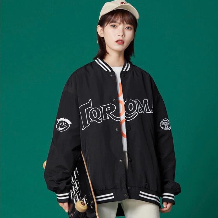 Áo khoác dù bomber unisex form rộng TORONA bóng chày nam nữ hót năm của đam mê fashion