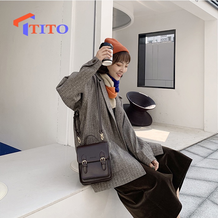 Balo thời trang du lịch đi học mini nữ đẹp, Túi đeo chéo dáng vuông tiện lợi - TiTo Fashion