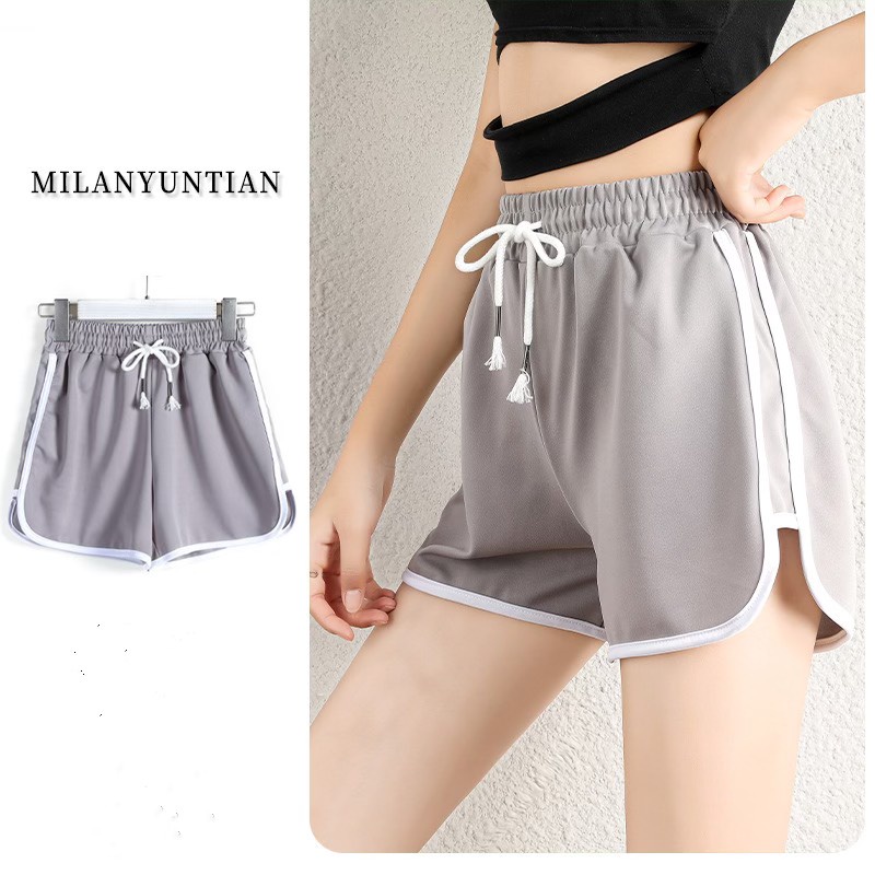 [Mã FAMARAL1 giảm 10K đơn 50K]Quần Đùi ngủ nữ Mặc ở nhà sọc trắng thể thao có dây 287 chất mềm mại