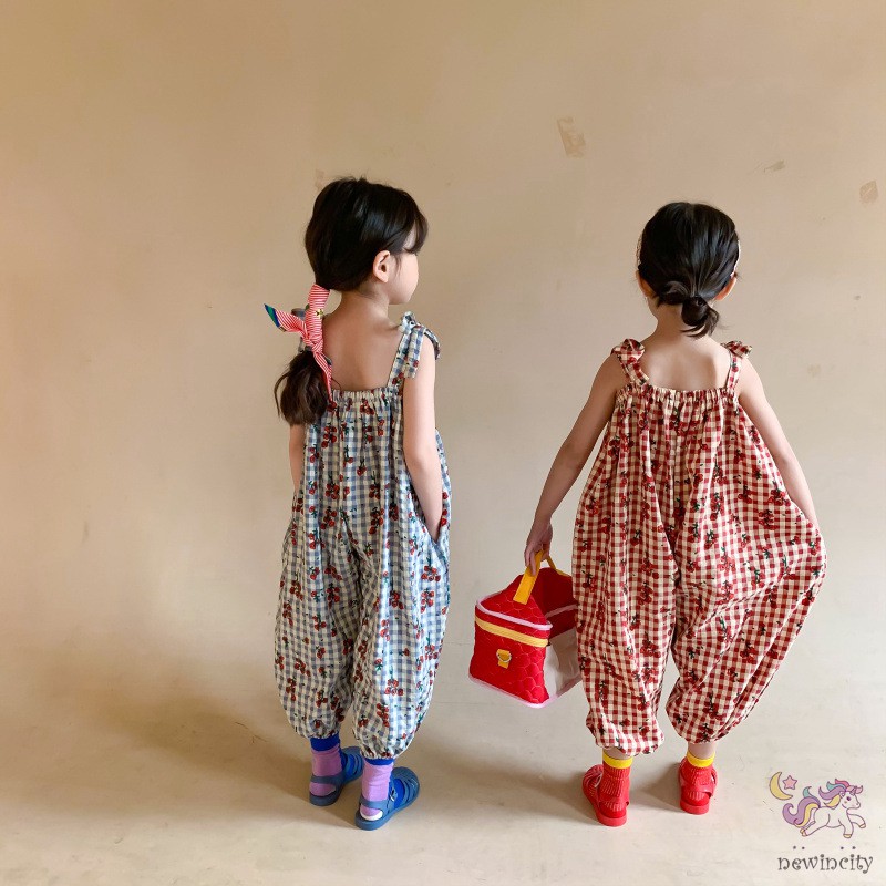 Áo Liền Quần Hai Dây In Hoa Cho Bé Gái