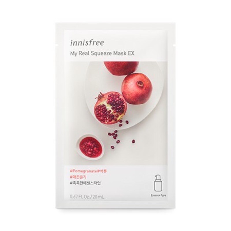 Mặt nạ giấy INNISFREE làm mịn sáng da tinh chất Lựu Pomegranate 20ml