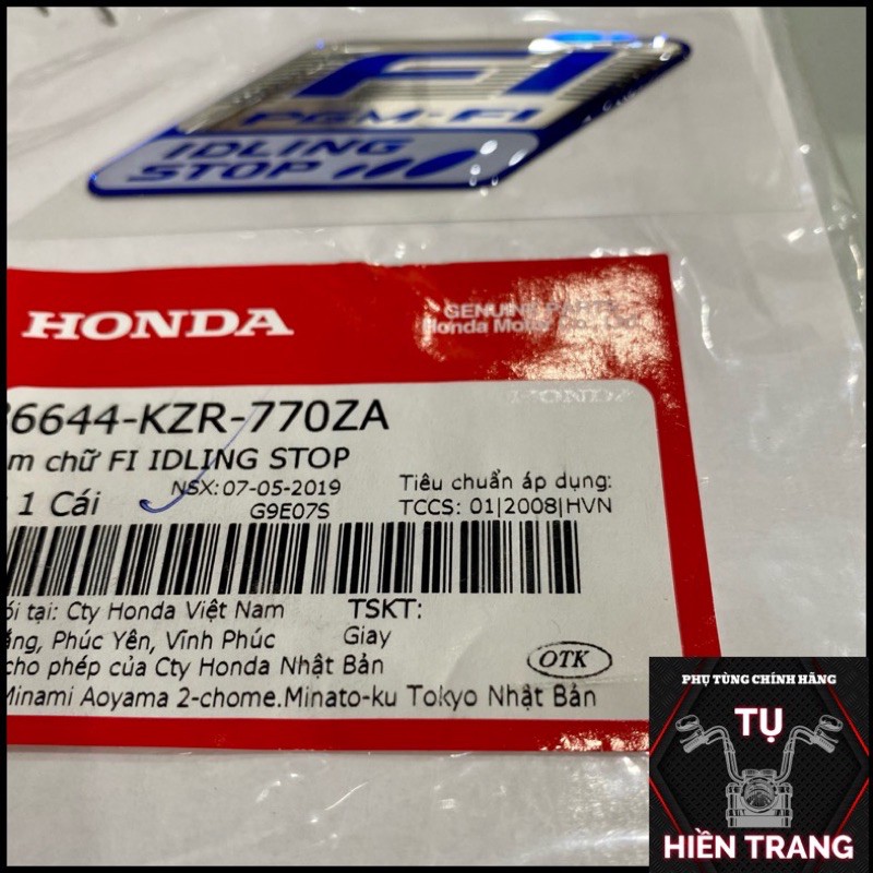 TEM CHỮ FI-IDLING STOP NỔI ZIN CHÍNH HÃNG HONDA