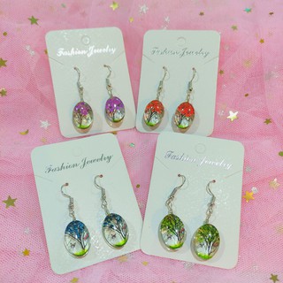 Bông tai họa tiết hoa khô vintage nữ tính