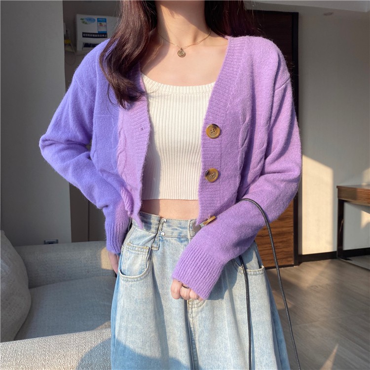Áo Khoác Len Cardigan Dệt Kim Tay Dài Cổ Chữ V Dáng Rộng Phong Cách Cổ Điển Thời Trang  Cho Bạn Nữ | BigBuy360 - bigbuy360.vn