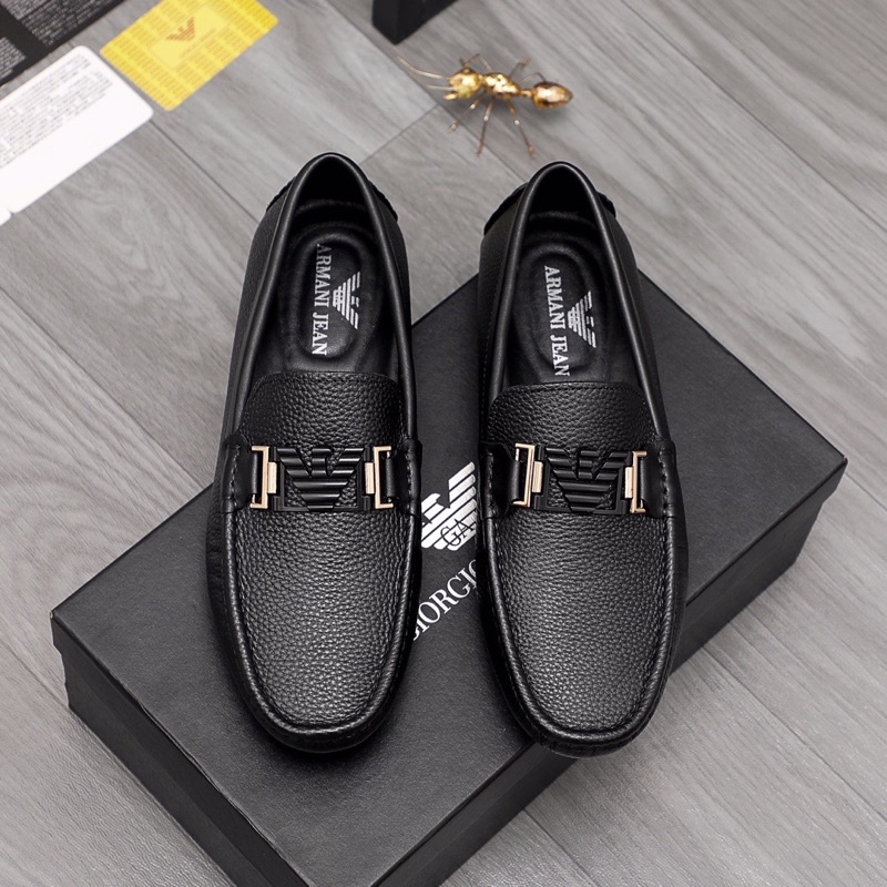 Giày tây lười mũi tròn cho nam thương hiệu Armani cao cấp
