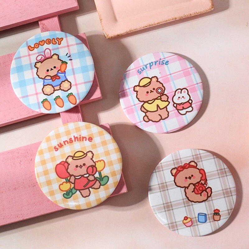 Gương soi trang điểm, gương mini một mặt bỏ túi tiện dụng