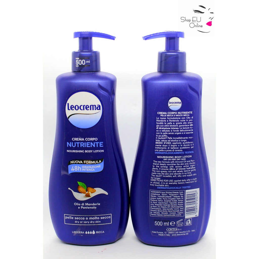 Dưỡng thể Leocrema - 500ml- dưỡng ẩm -dưỡng trắng- Body Lotion- Italy-EU Online