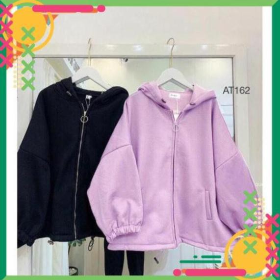 2.[Free Vận Chuyển] Áo khoác Nỉ trơn cánh dơi kéo khóa tròn duyên dáng Susant TP