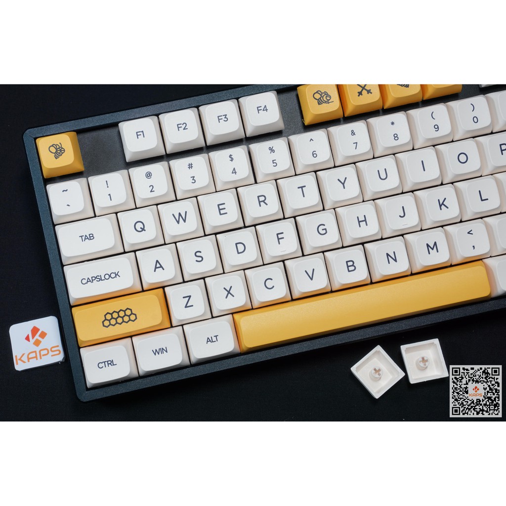 Keycap MILK HONEY BEE - XDA - Thick PBT - Dyesub - 140 nút cho bàn phím cơ (Filco, Leopold, IKBC, Edra, keychron)