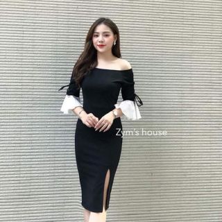 Đầm body xẻ tà lệch vai có kèm hình thật