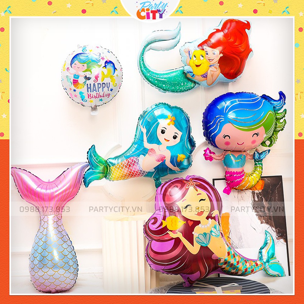 Bong bóng hình nàng tiên cá trang trí sinh nhật, thôi nôi, đầy tháng