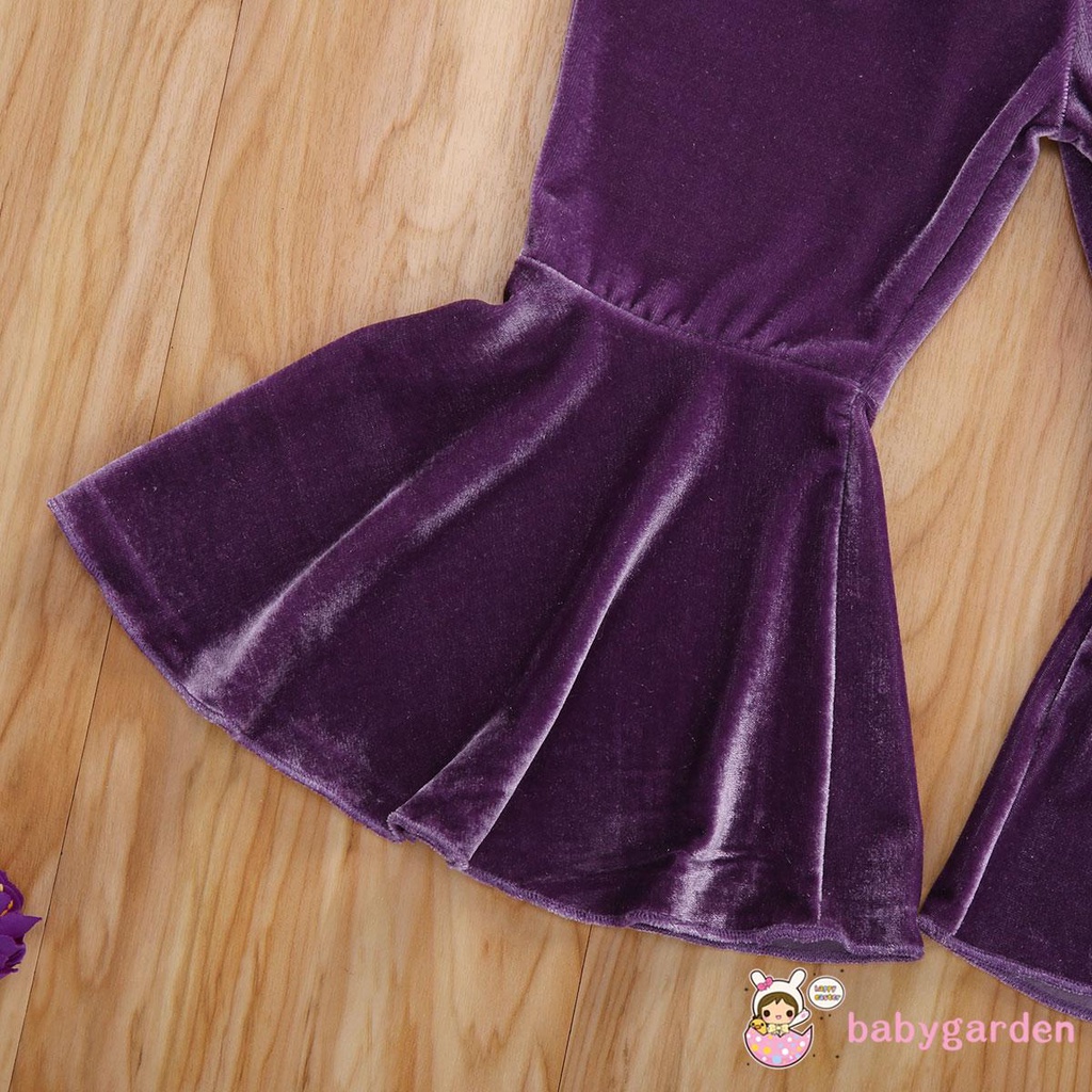 Quần ống loe bằng nhung màu trơn thời trang cho bé gái (0-6 tuổi)