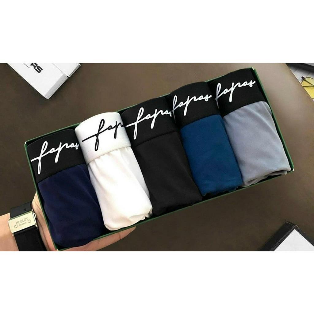 Combo 5 quần lót nam FAPAP CHỮ KÝ, boxer nam chất liệu thun lạnh thoáng mát, co giãn 4 chiều kháng khuẩn, cực thỏa mái.