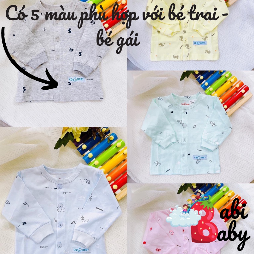Áo sơ sinh dài tay bé trai bé gái BABI BABY mùa hè thu đông mềm mại giá rẻ đồ sơ sinh cho bé mẫu CQ 5 màu từ 0-9 tháng