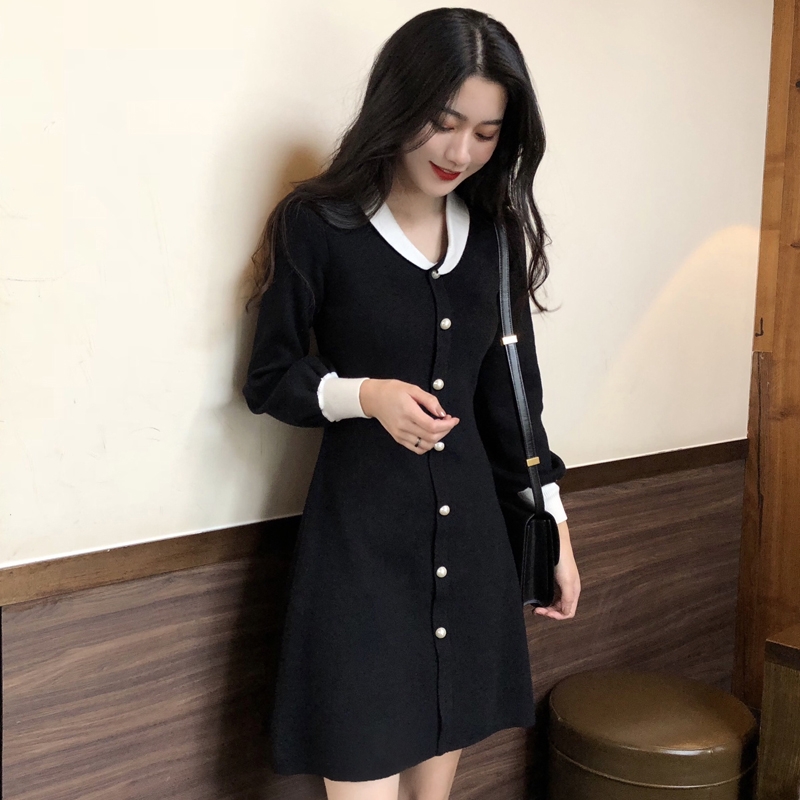 Đầm tay dài xẻ cổ chữ V phong cách thời trang Pháp 2020 | BigBuy360 - bigbuy360.vn