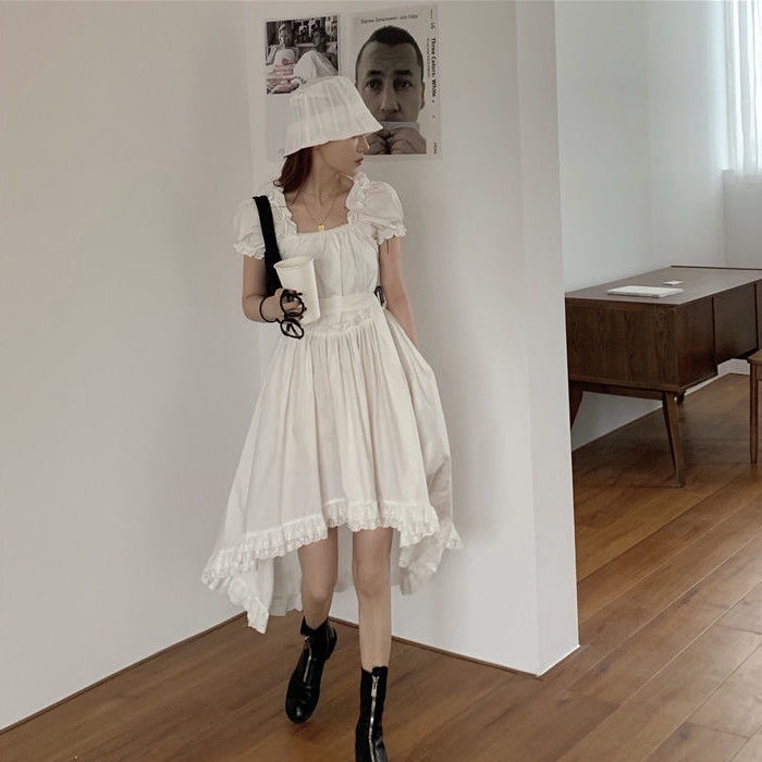 Đầm Nữ Ngắn Tay Cổ Vuông Eo Thắt Dây Thời Trang | BigBuy360 - bigbuy360.vn