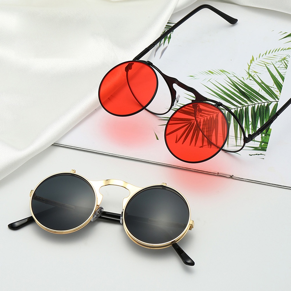 Kính Mát Gọng Tròn Phân Cực Dạng Lật Hai Lớp Phong Cách Retro Thời Trang Cho Nam