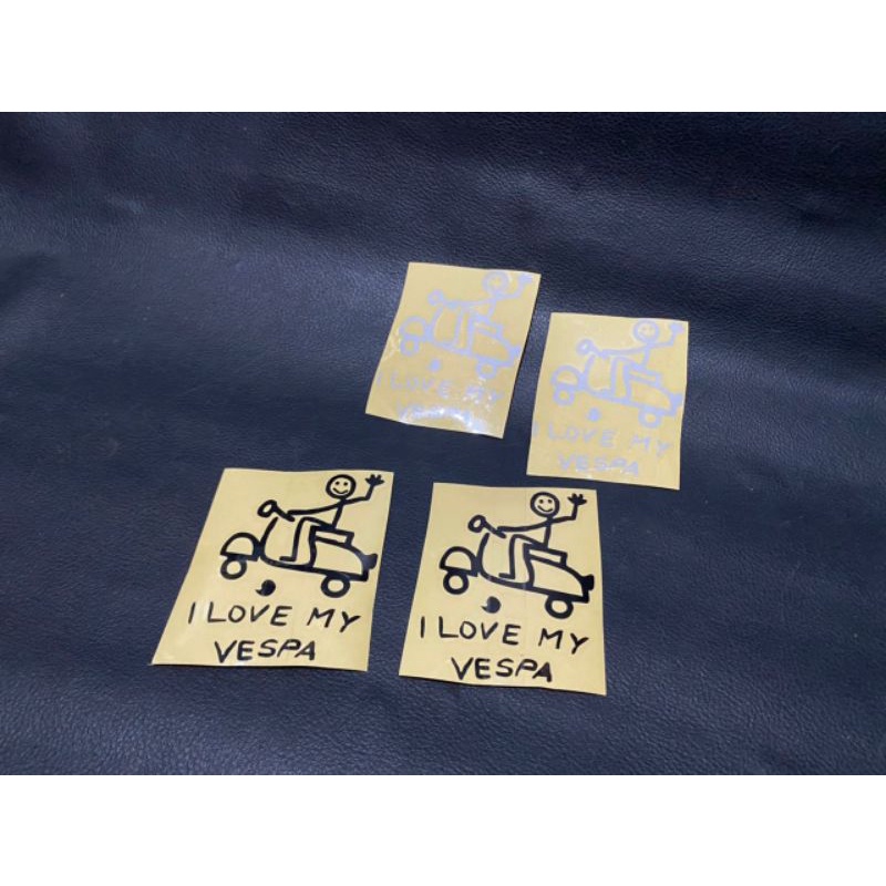 Miếng Dán Trang Trí Mũ Bảo Hiểm / Bật Lửa / Mũ Bảo Hiểm Màu Trắng Đen Kích Thước 10x15 In Chữ love my vespa