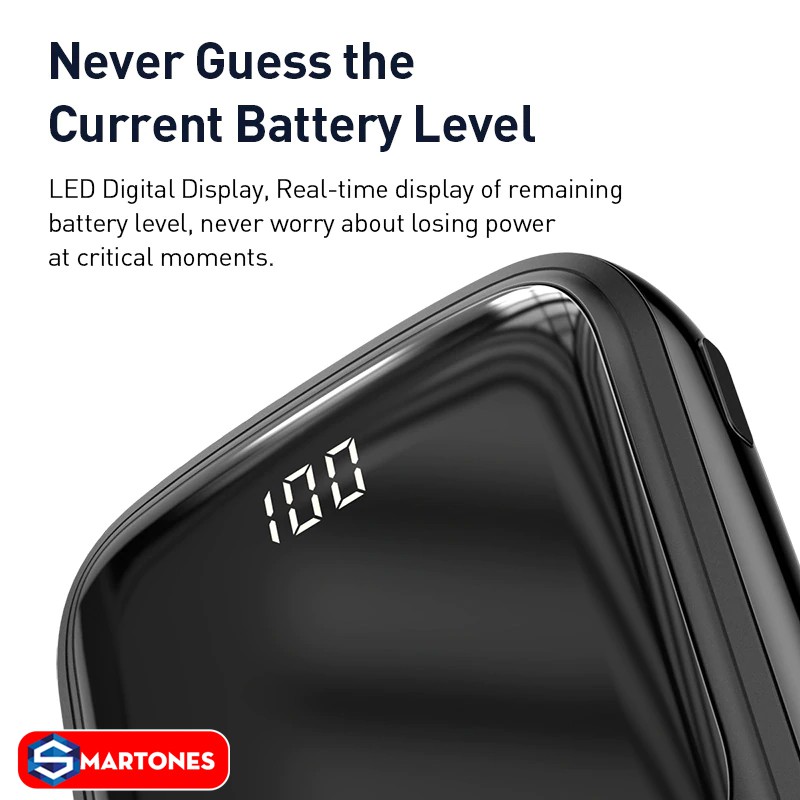 Pin dự phòng Baseus Qpow BS-P1002L 10000mAh đèn led hiển thị pin công suất 3A 15W sạc nhanh cho điện thoại