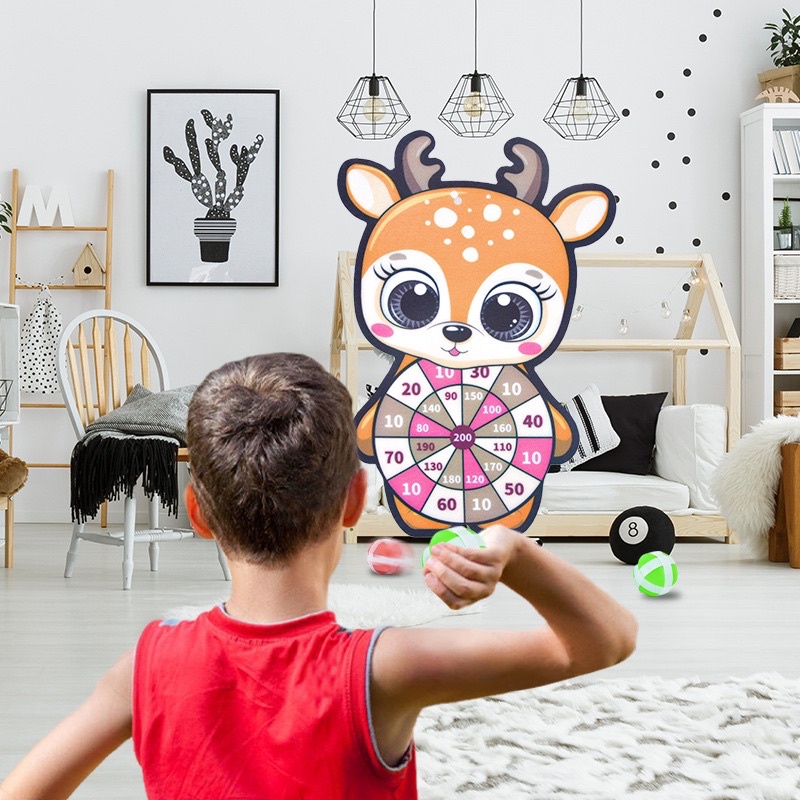 Đồ chơi ném bóng dính vào bia hình các con vật dễ thương - đồ chơi vận động tư duy cho bé