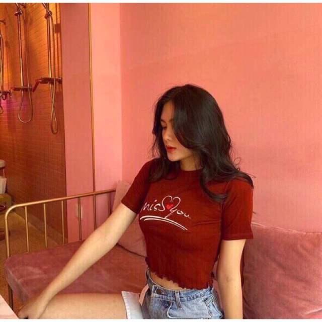 Áo croptop thêu chữ 3 màu siêu dễ thương chất vải mềm mịn LIKANO CRT26