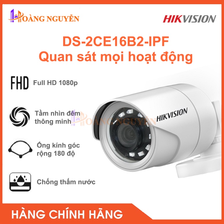 [NHÀ PHÂN PHỐI] Camera 4-in-1 HIKVISION DS-2CE16B2-IPF Full 1080P - Hàng Chính Hãng, Bảo Hành Điện Tử 24 Tháng